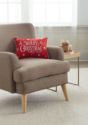 Dean Red Merry Christmas Pillows - 12 x 12 or 18 x 18 Soft Comfortable  Accent Throw Pillows (1 Set of 3)