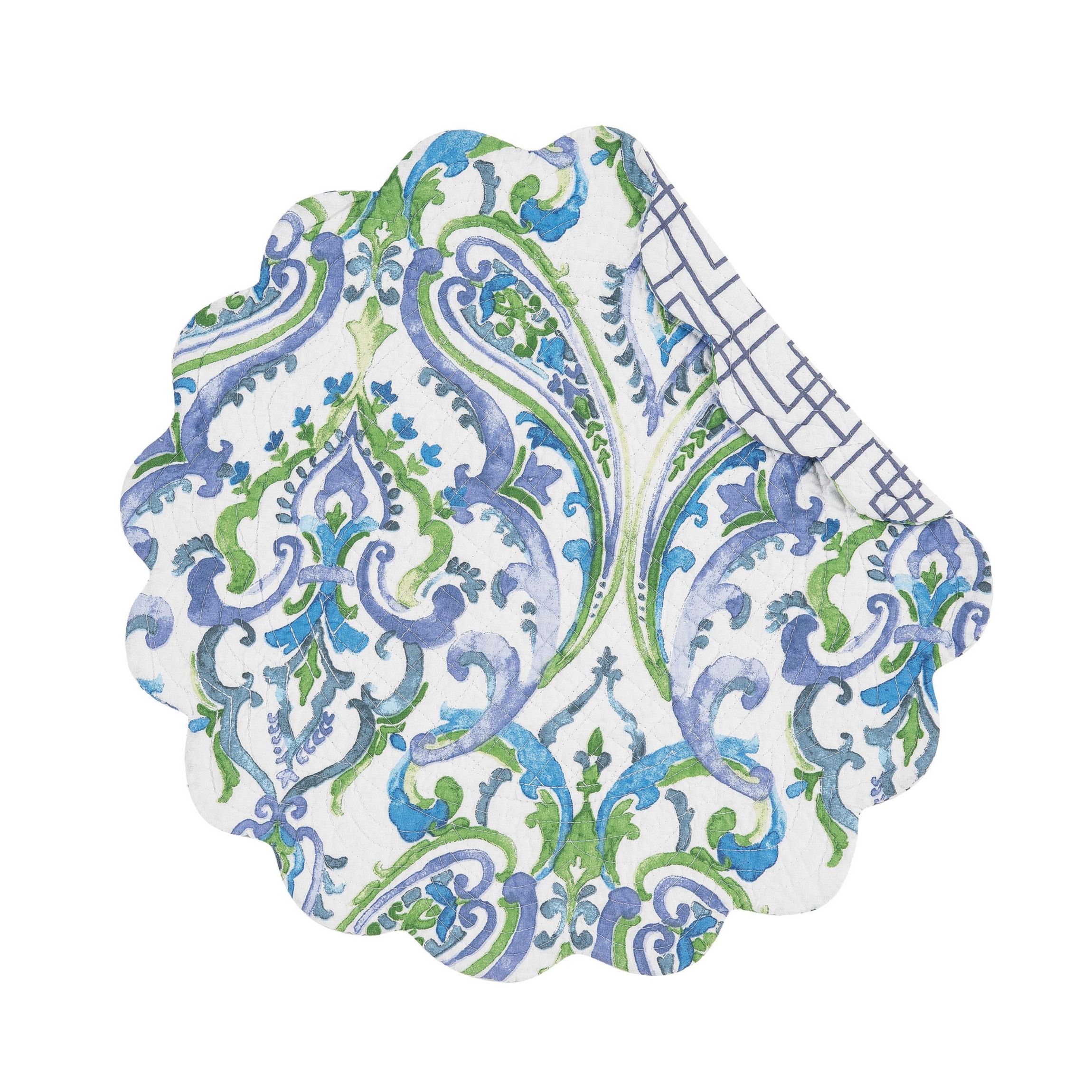 Juliet Round Quilted Reversible Bright Paisley Placemat Set of 6