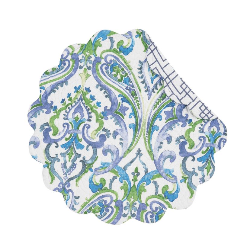 Juliet Round Quilted Reversible Bright Paisley Placemat Set of 6
