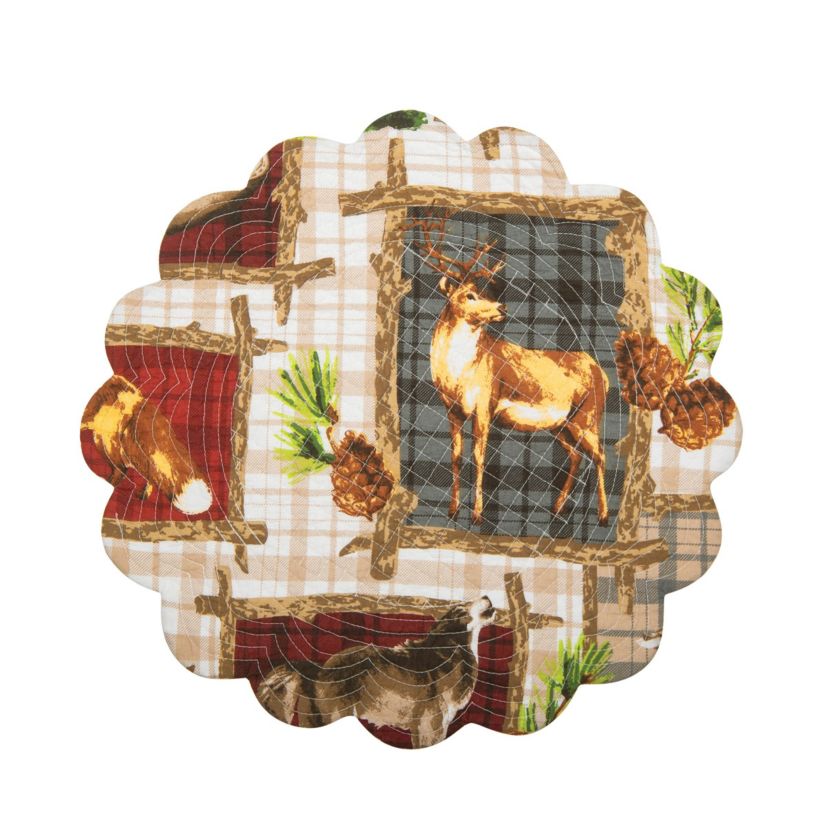 Bryson Retreat Round Woven Reversible Rustic Lodge Placemat Set of 6