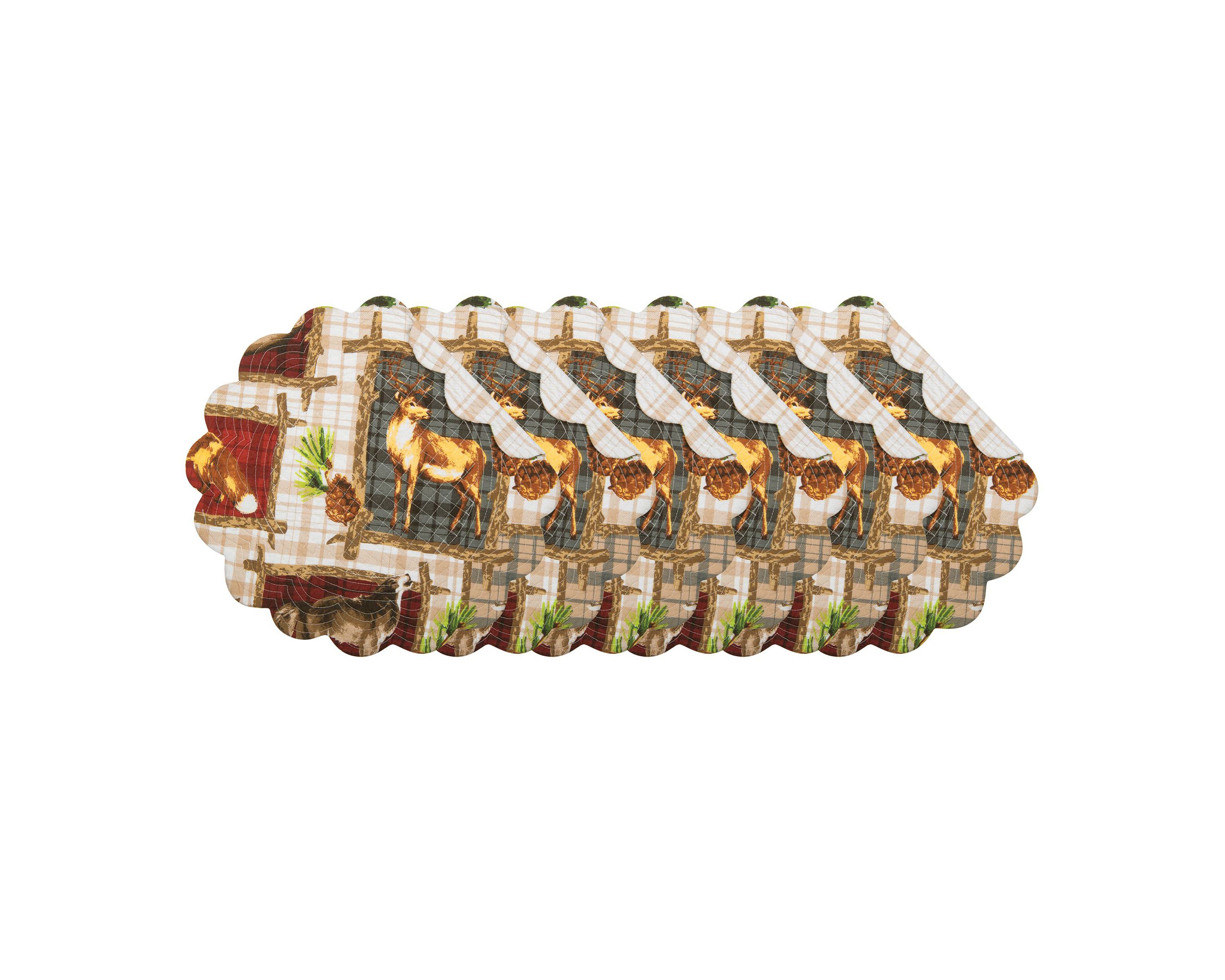 Bryson Retreat Round Woven Reversible Rustic Lodge Placemat Set of 6
