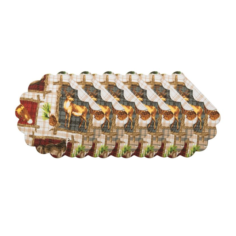 Bryson Retreat Round Woven Reversible Rustic Lodge Placemat Set of 6