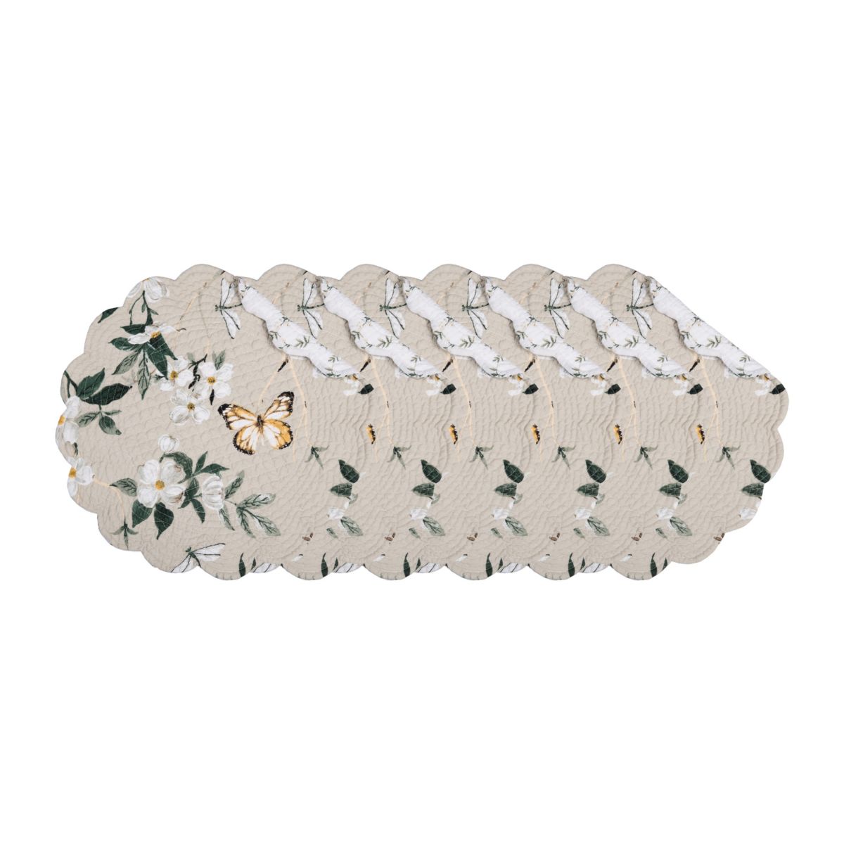 Dogwood Meadows Round  Cotton Placemats Set of 6