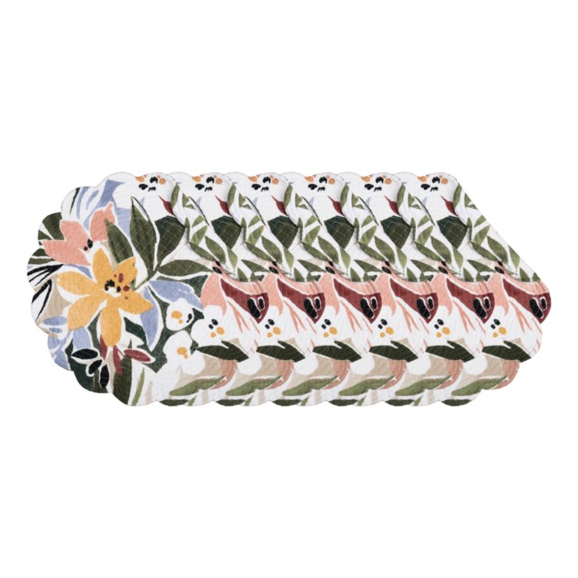 Joelle Floral Cotton Round Placemats Set of 6
