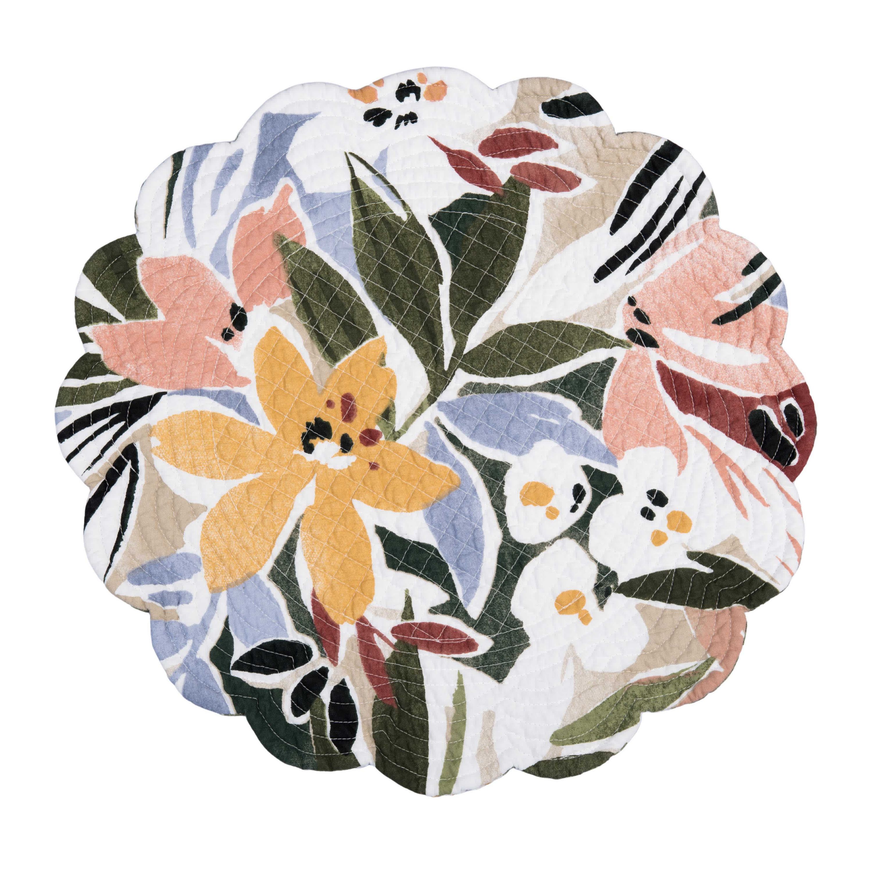 Joelle Floral Cotton Round Placemats Set of 6