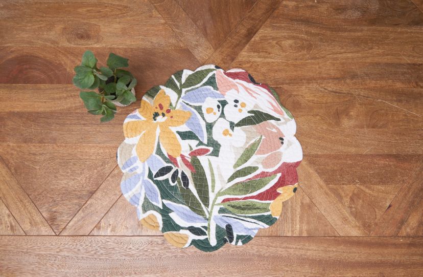 Joelle Floral Cotton Round Placemats Set of 6