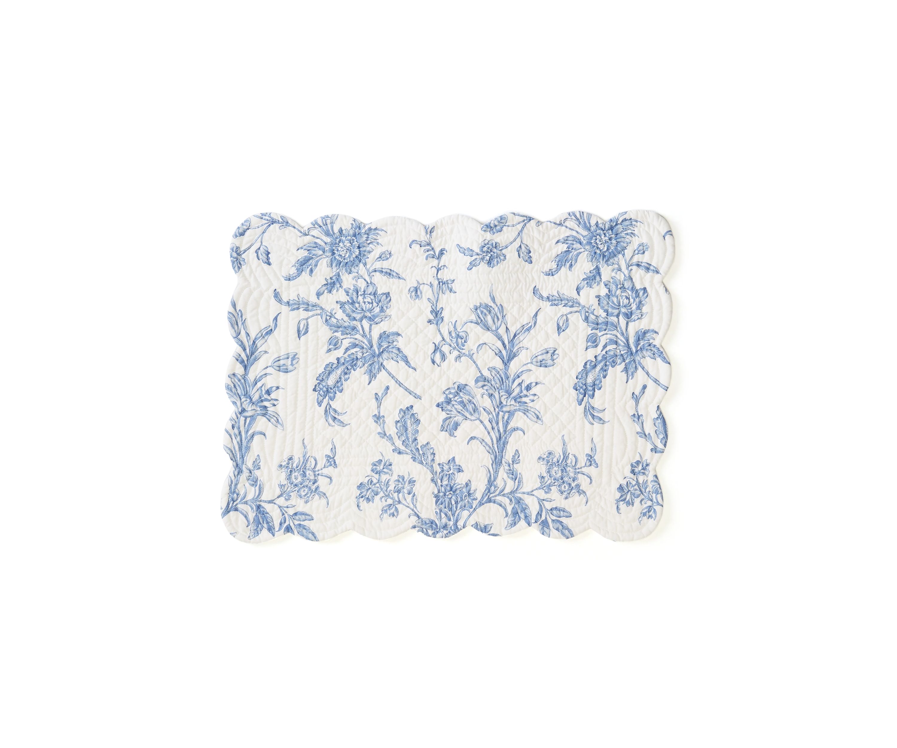 Bleighton Blue Reversible Quilted Scalloped Placemat