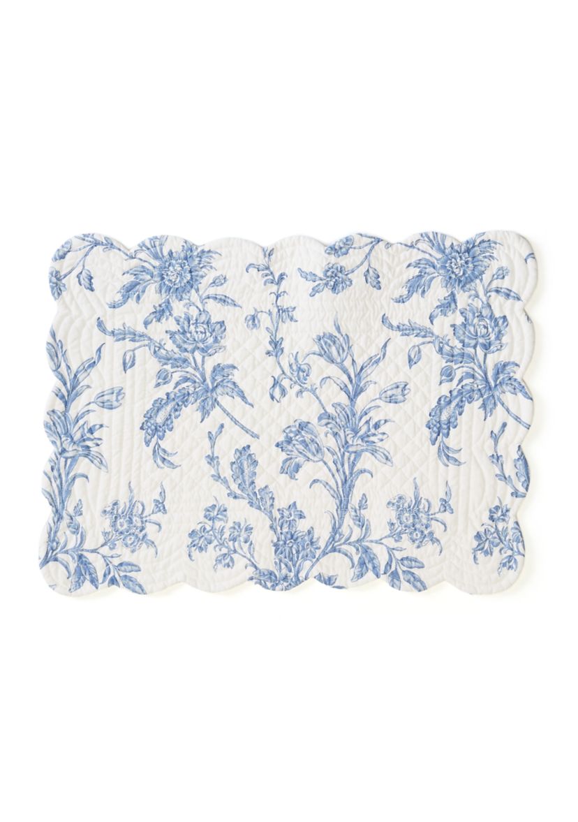 Bleighton Blue Reversible Quilted Scalloped Placemat