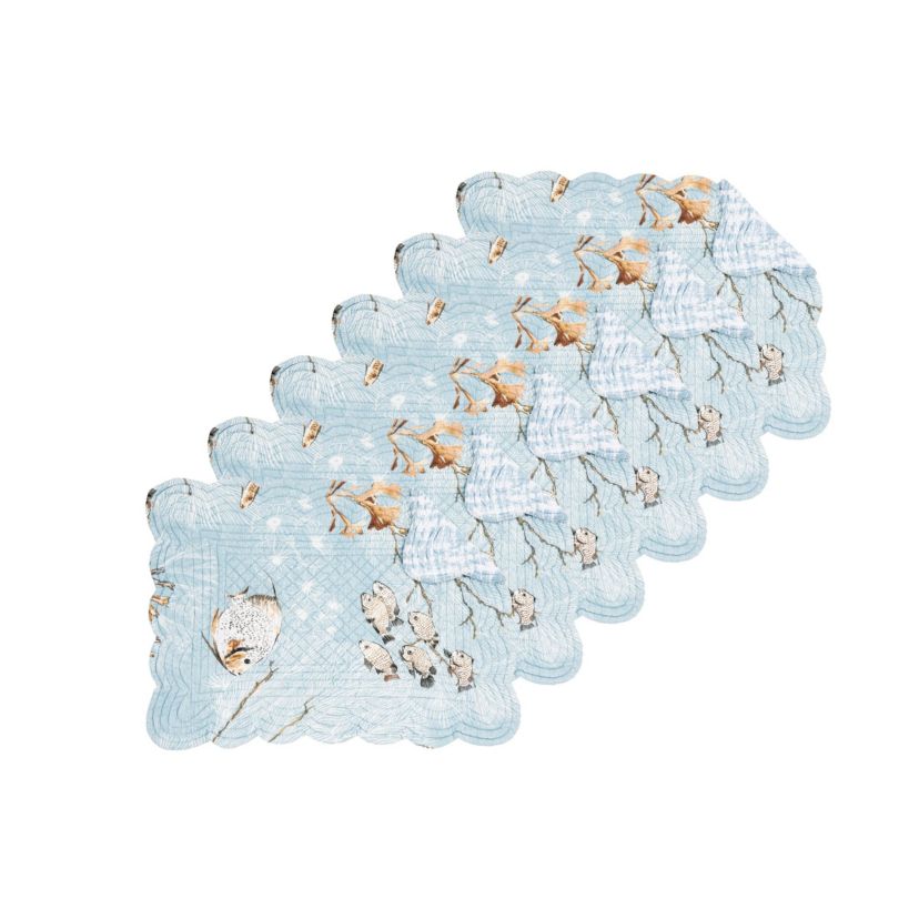 Meraki Island Quilted Reversible Blue Coastal Placemat Set of 6
