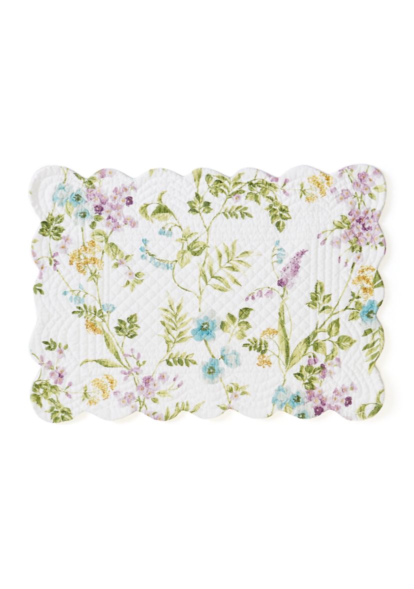 Carley Floral Reversible Quilted Scallop Placemat