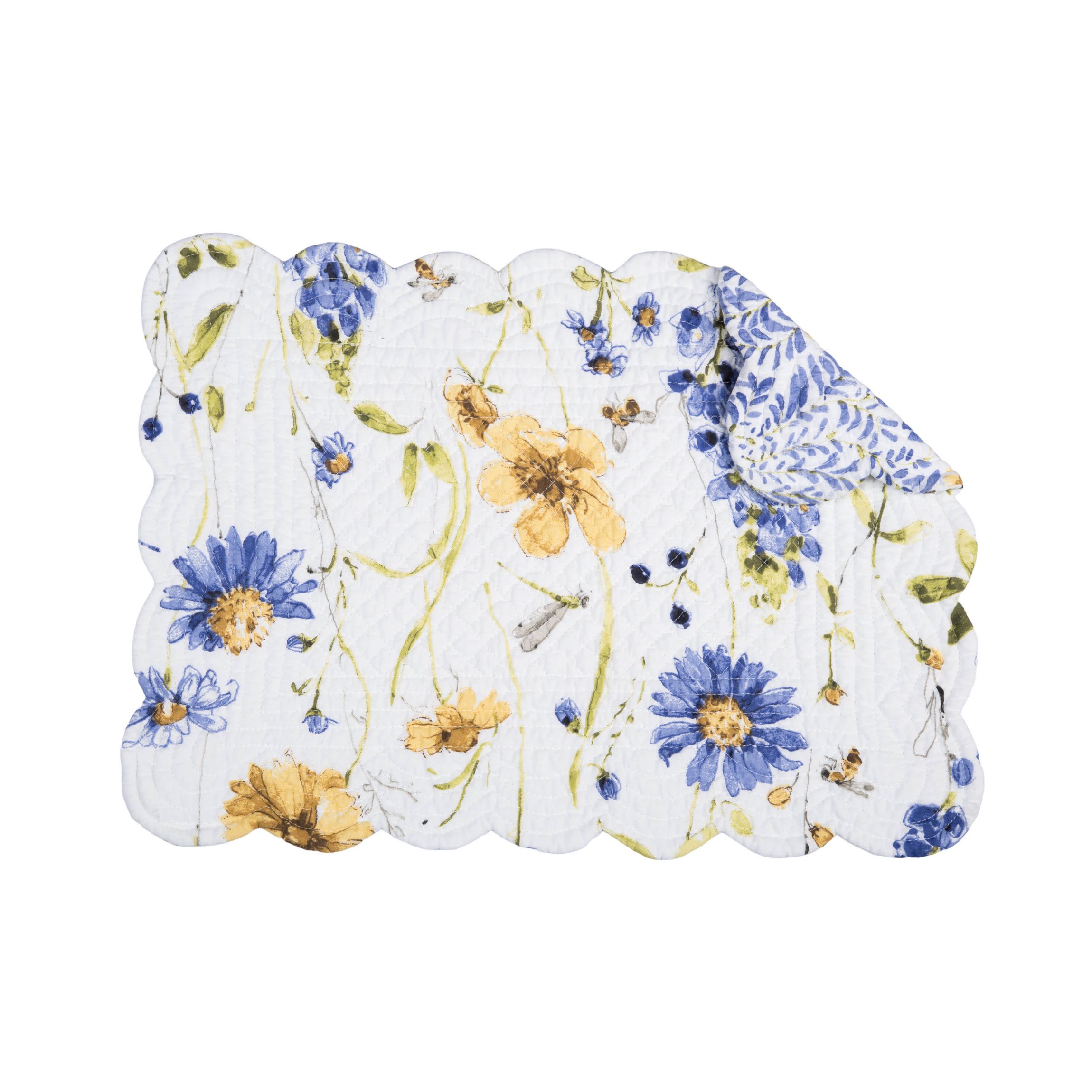 Lovely Blues Cotton  Rectangle Quilted Placemats Set of 6