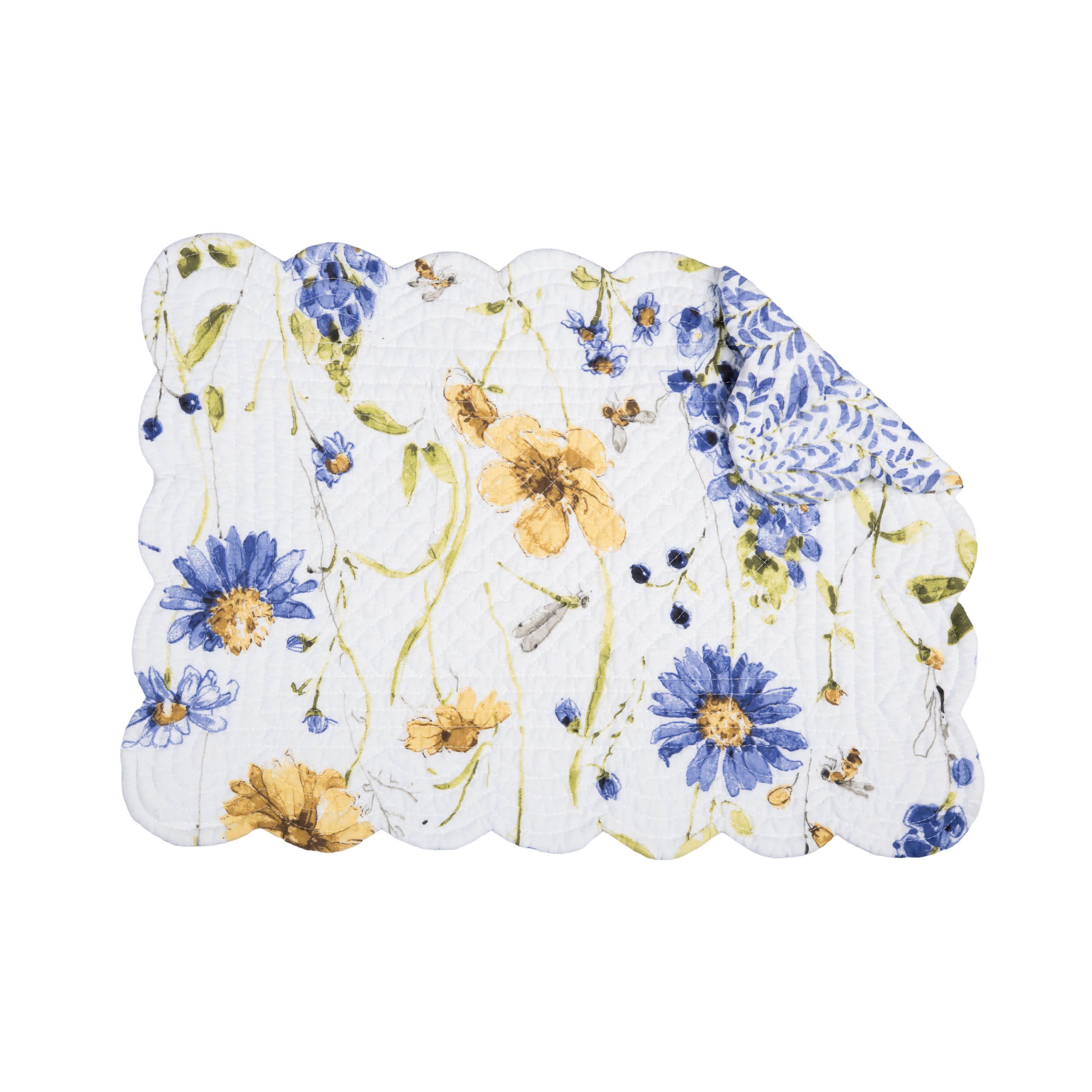 Lovely Blues Cotton  Rectangle Quilted Placemats Set of 6