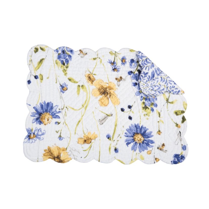 Lovely Blues Cotton  Rectangle Quilted Placemats Set of 6