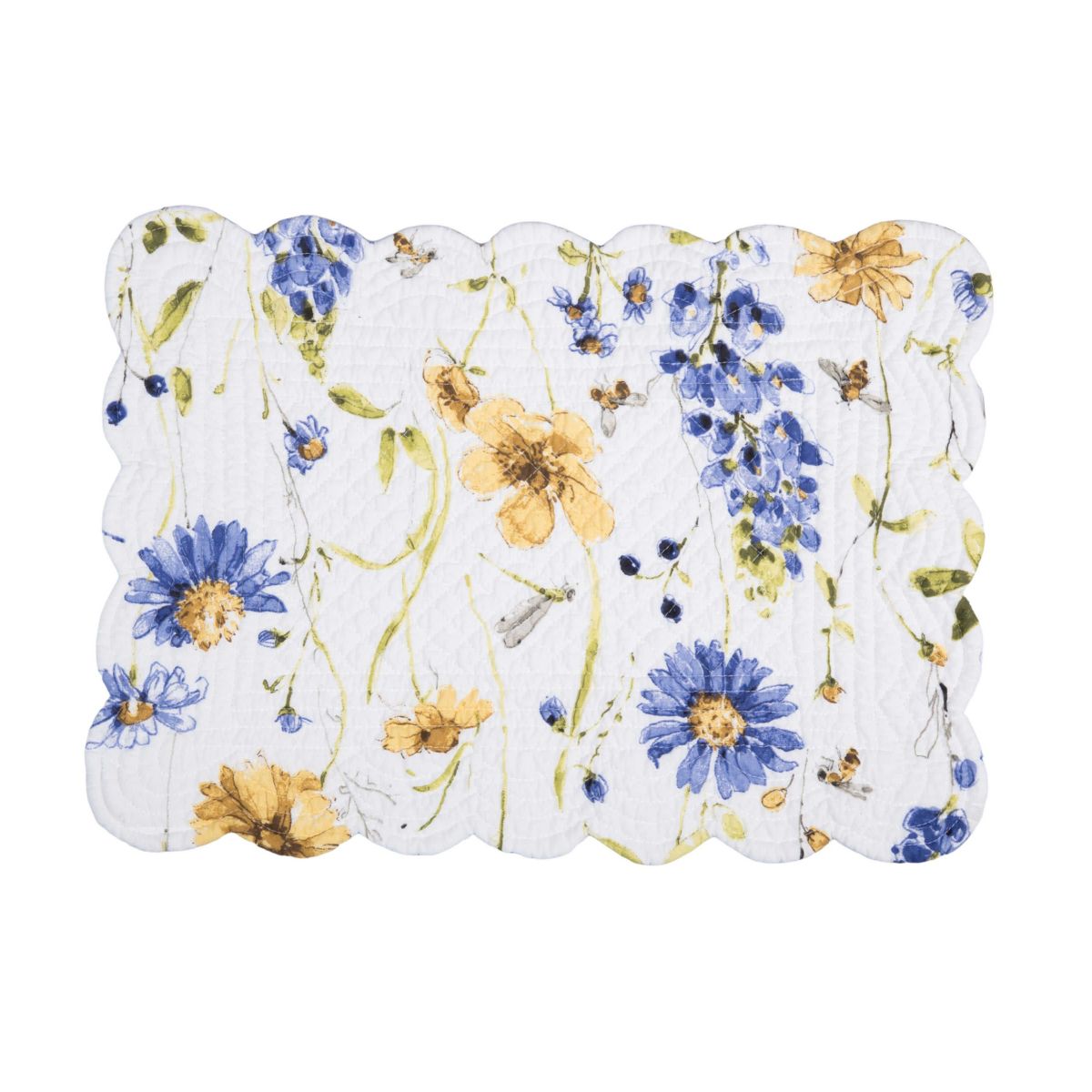 Lovely Blues Cotton  Rectangle Quilted Placemats Set of 6