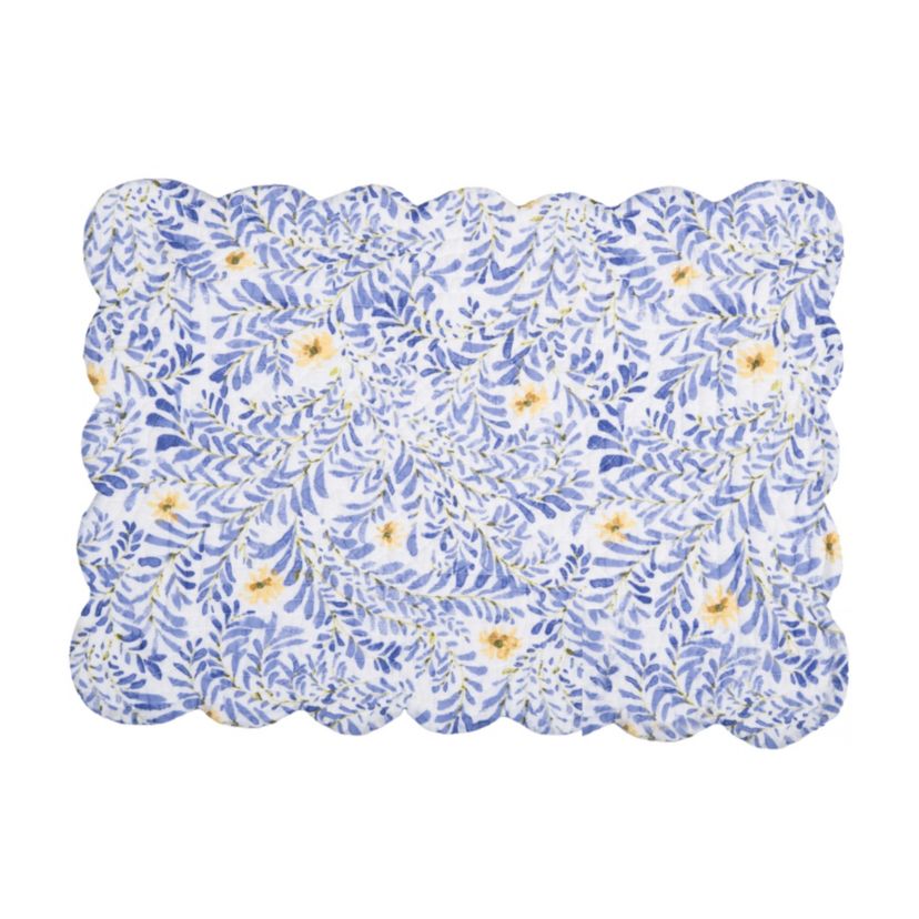 Lovely Blues Cotton  Rectangle Quilted Placemats Set of 6