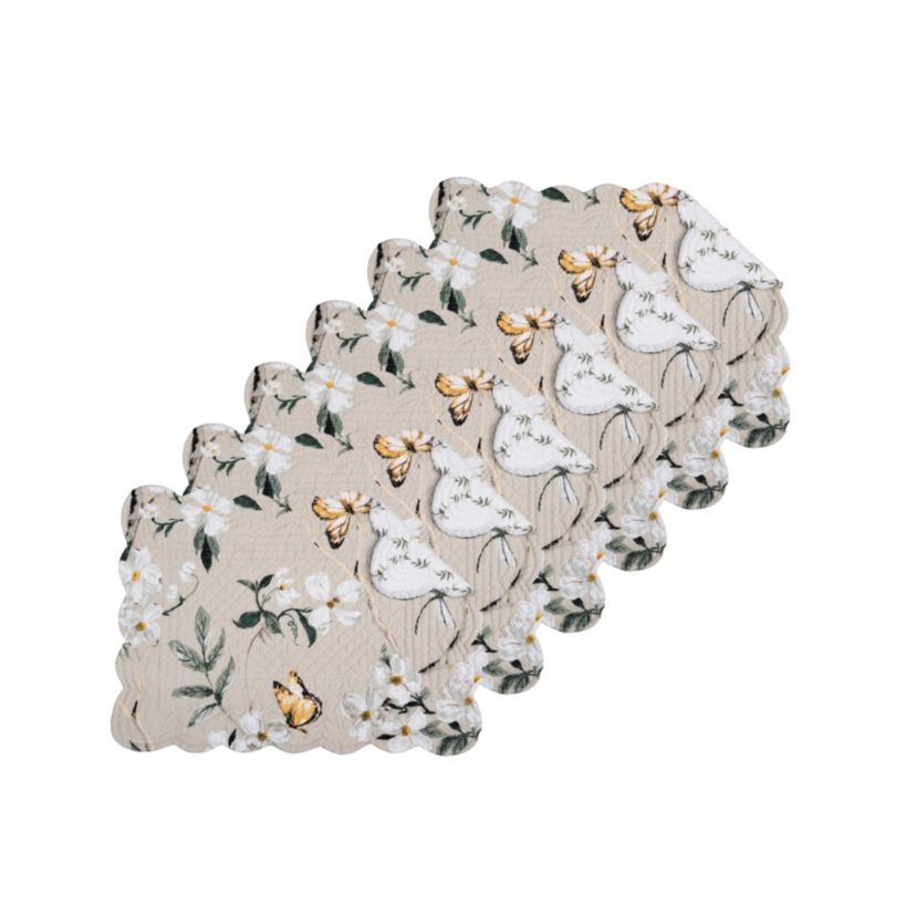 Dogwood Meadows Rectangle  Cotton Placemats Set of 6