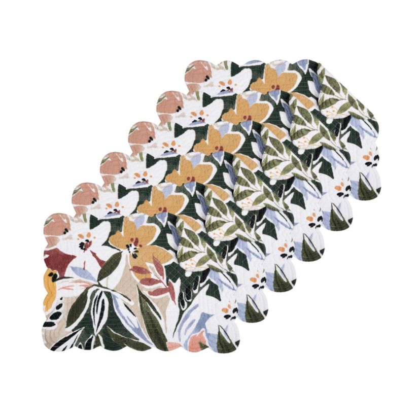 Joelle Floral Cotton Quilted Rectangle Placemats Set of 6