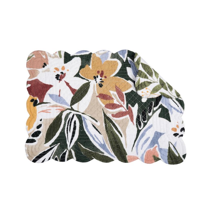Joelle Floral Cotton Quilted Rectangle Placemats Set of 6