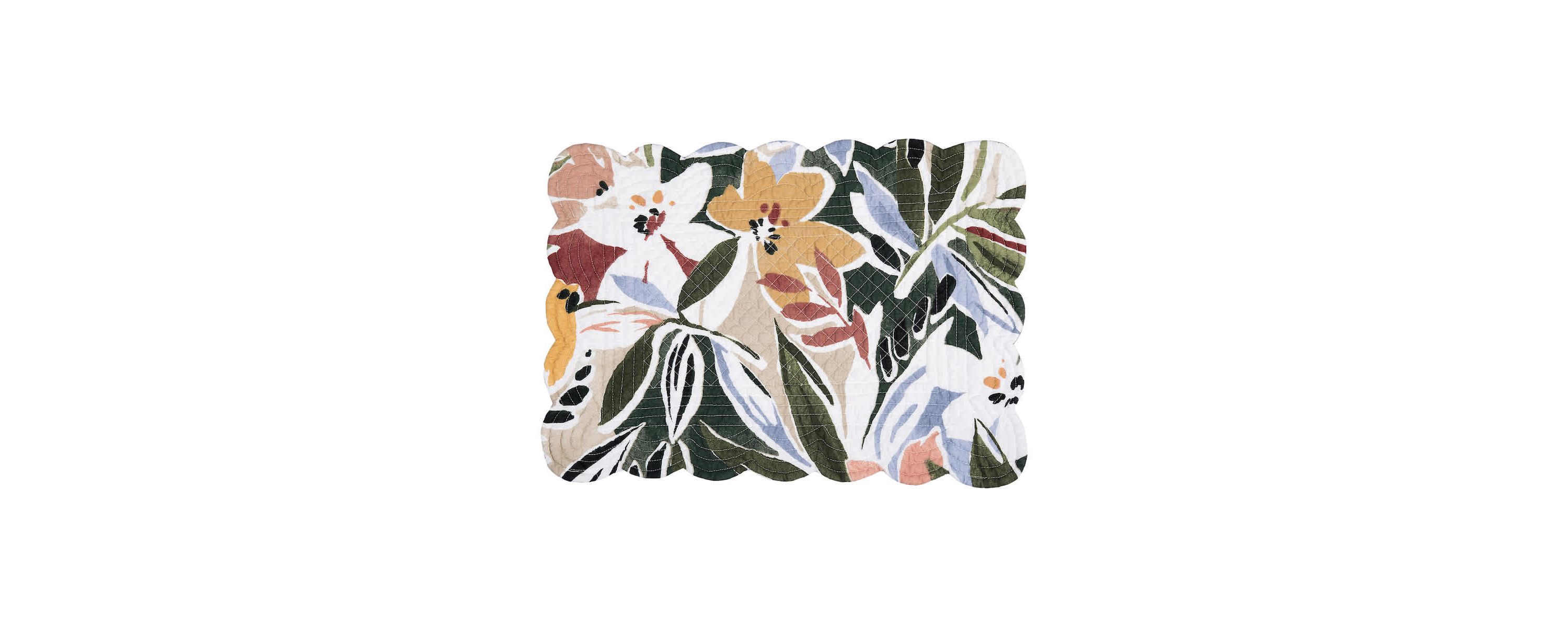 Joelle Floral Cotton Quilted Rectangle Placemats Set of 6