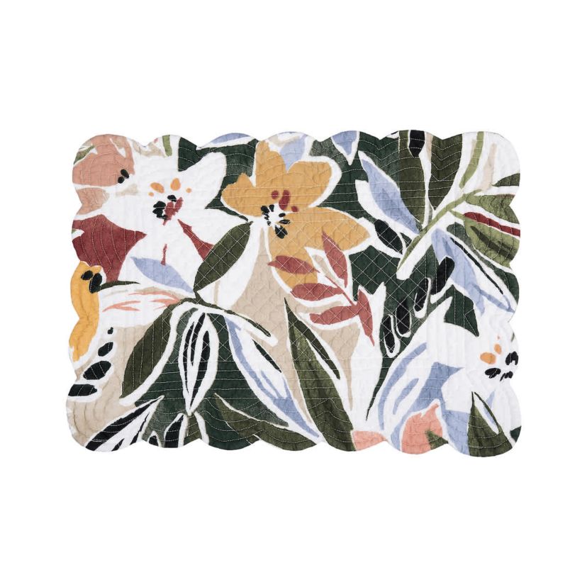 Joelle Floral Cotton Quilted Rectangle Placemats Set of 6