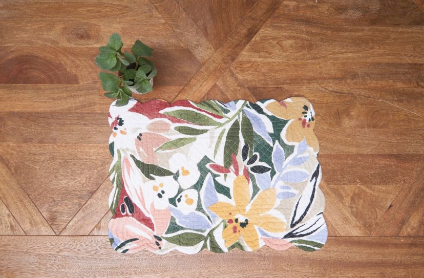 Joelle Floral Cotton Quilted Rectangle Placemats Set of 6