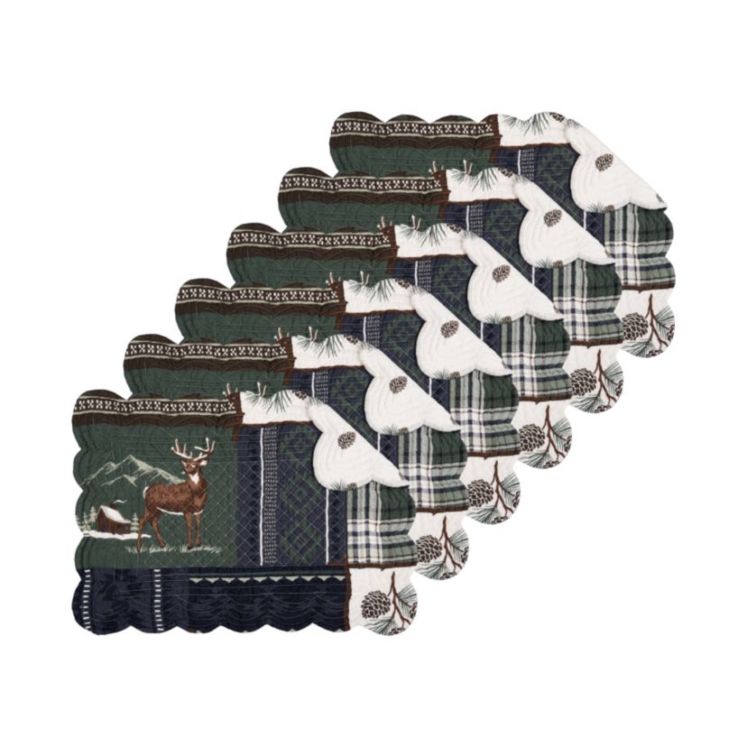 Greenstone Pines Rectangle  Cotton Placemats Set of 6