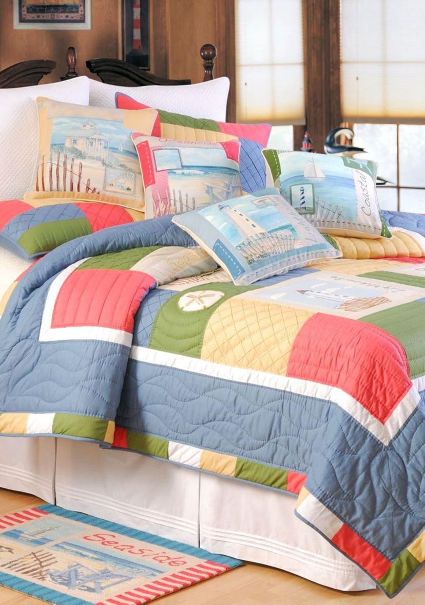 Coastal Treasure White Twin Bedskirt 18-in.