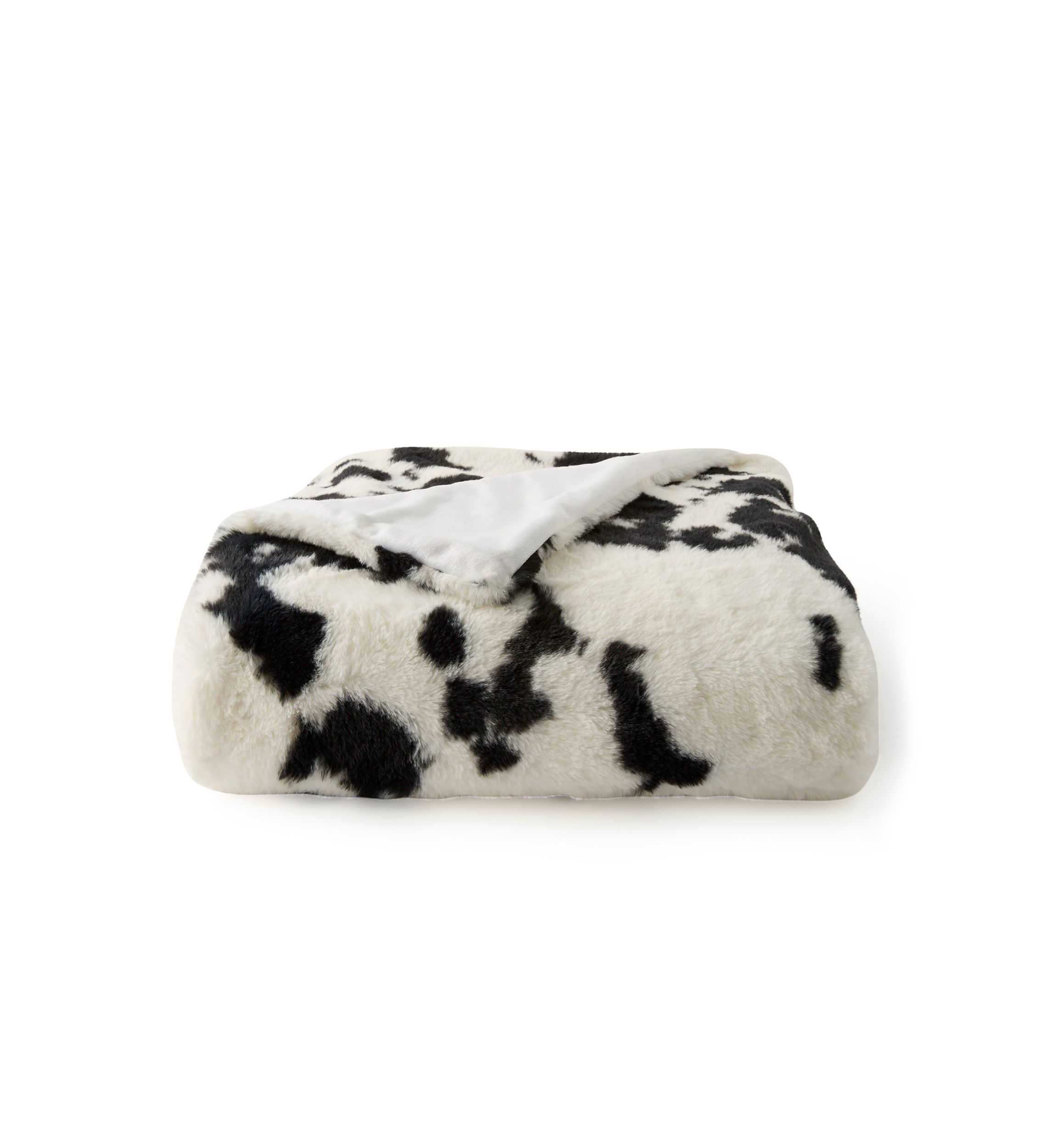 Cow Print Faux Fur Throw Blanket