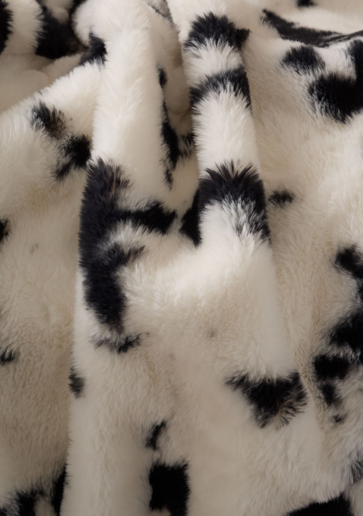 Cow Print Faux Fur Throw Blanket