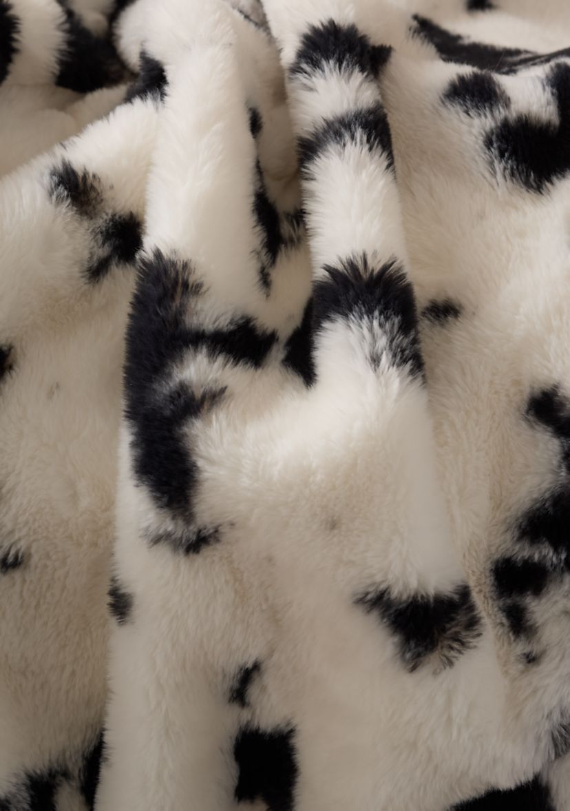 Cow Print Faux Fur Throw Blanket