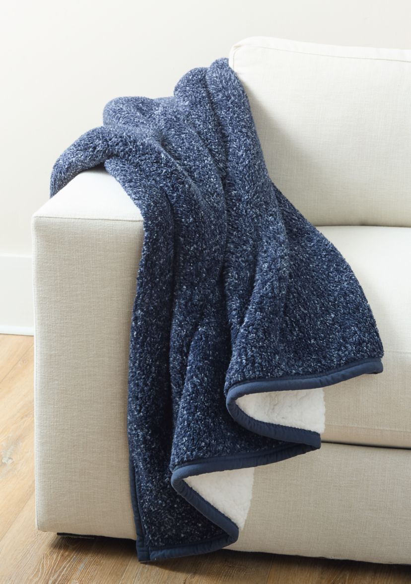 Cationic Reverse Sherpa Throw Blanket