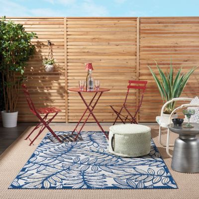 Nourison Aloha Tropical Indoor/Outdoor Rug, Navy Blue, 4 x 6 Rectangle