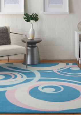 Nourison 3 ft 9 in x 5 ft 9 in Grafix Area Rug, Blue, 4 x 6