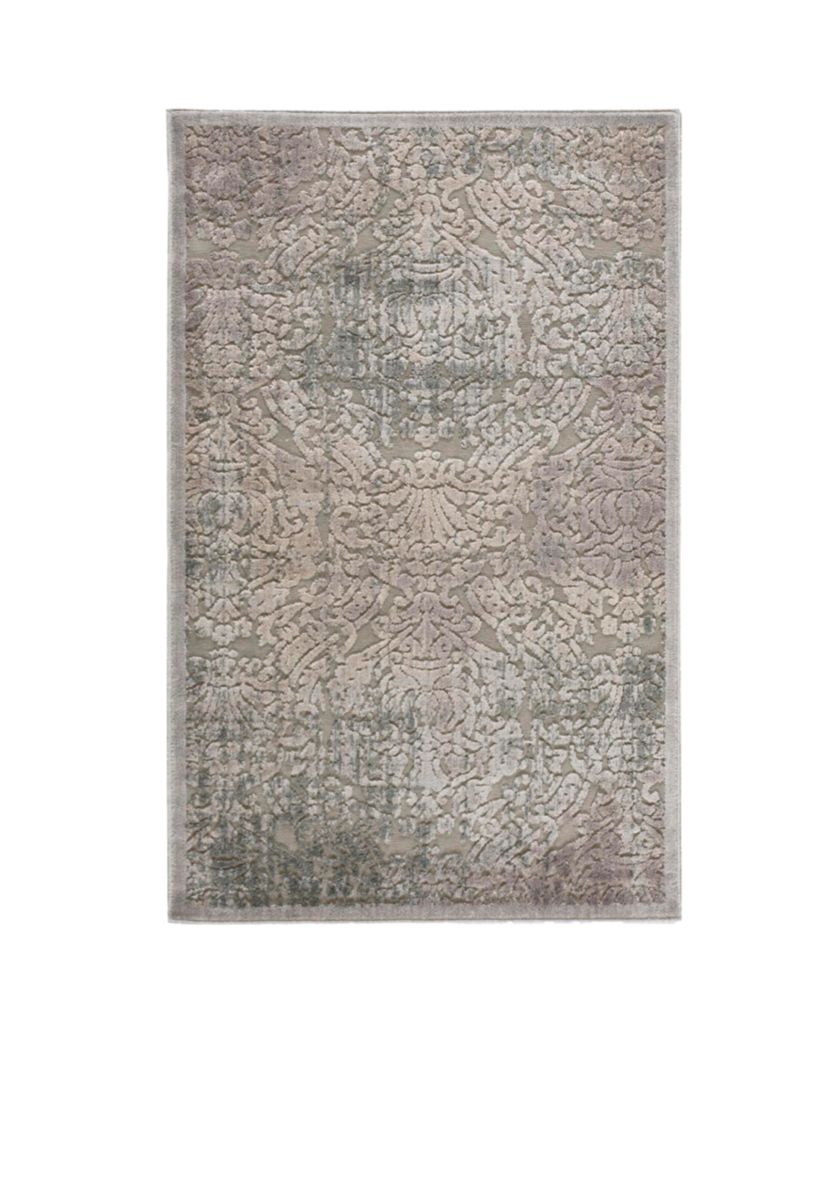 Graphic Illusions Damask Grey Area Rug