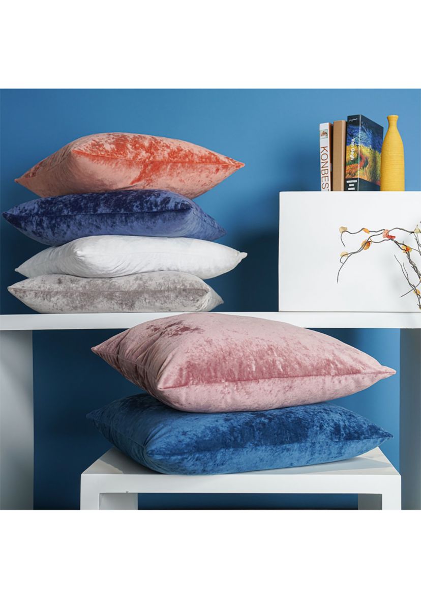 Yaffa Solid Crushed Greek Velvet Pillow