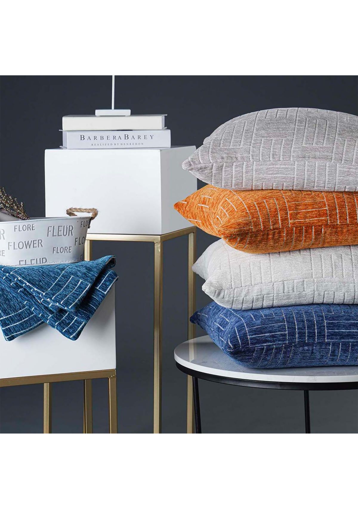 Oberon Woven Chenille Staggered Stripe Oversize Pillow