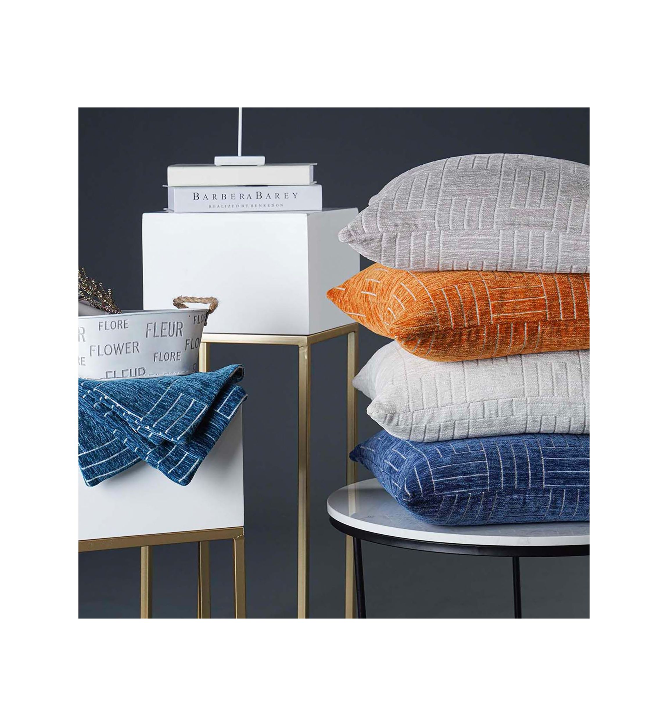 Oberon Woven Chenille Staggered Stripe Oversize Pillow