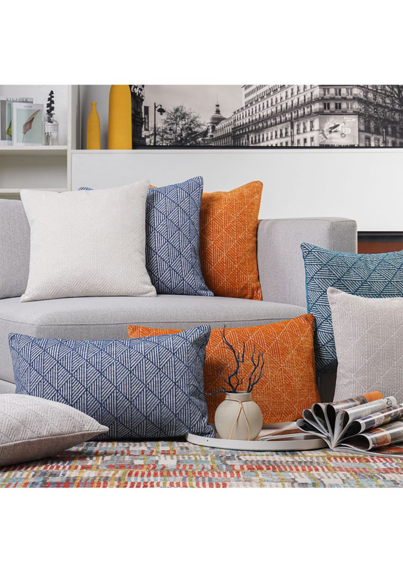 Logan Reversible Woven Geometric Chenille Pillow