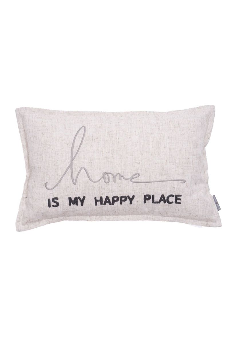 Waska Linen Blend Sentiment Pillow MY HAPPY PLACE