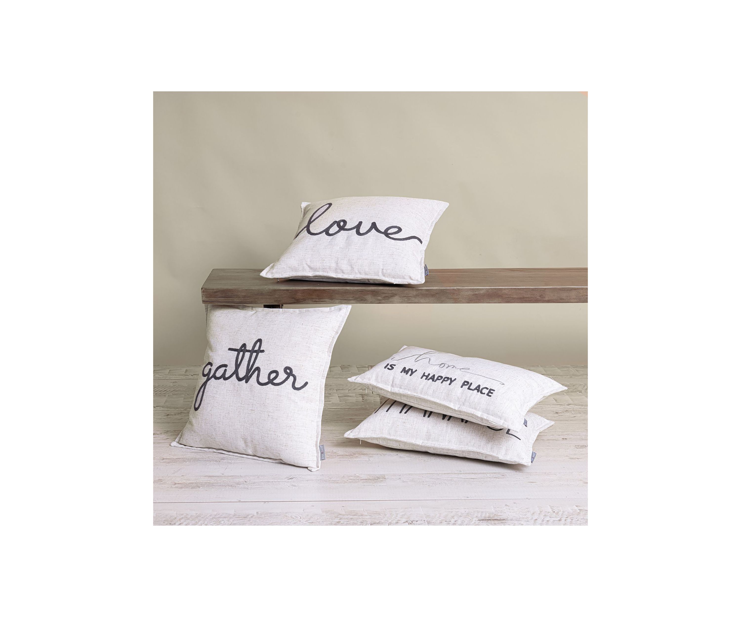 Waska Linen Blend Sentiment Pillow MY HAPPY PLACE