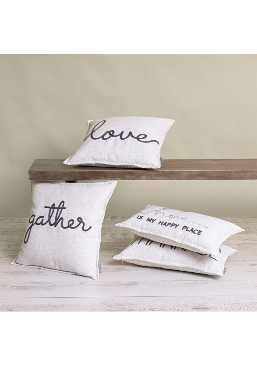 Waska Linen Blend Sentiment Pillow MY HAPPY PLACE