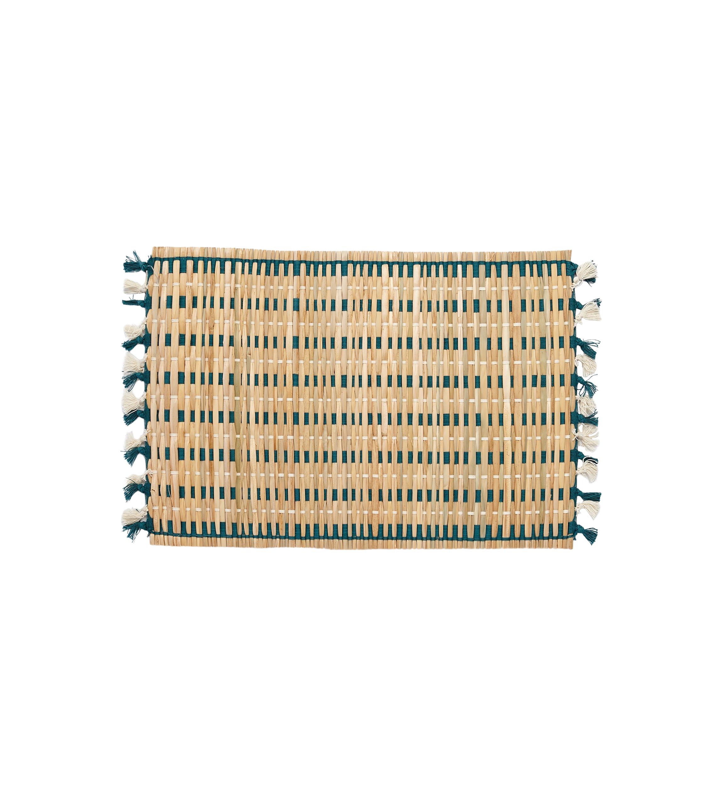 Natural Woven Turquoise Placemat