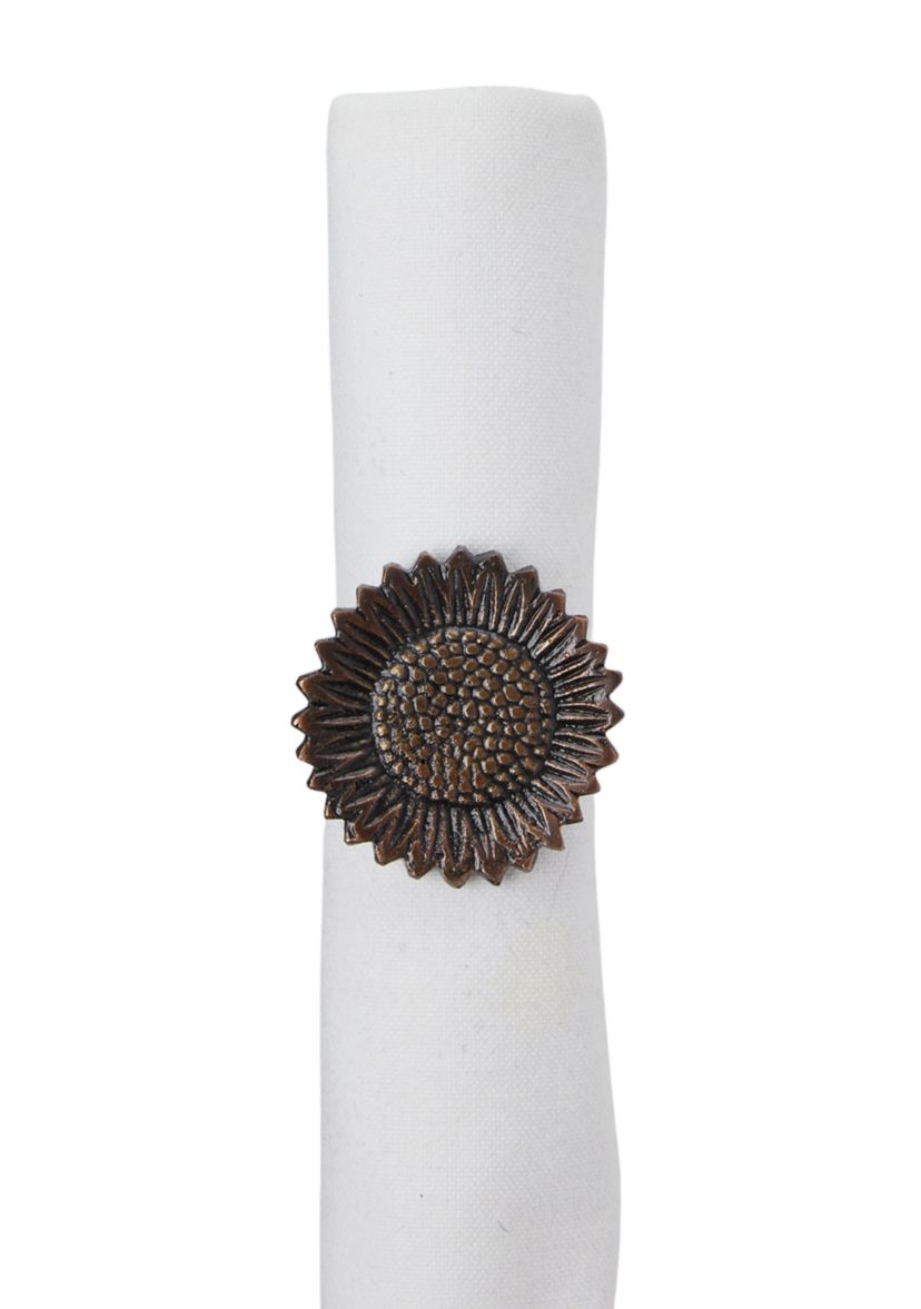 Bronze Sunflower Napkin Ring Set of 4
