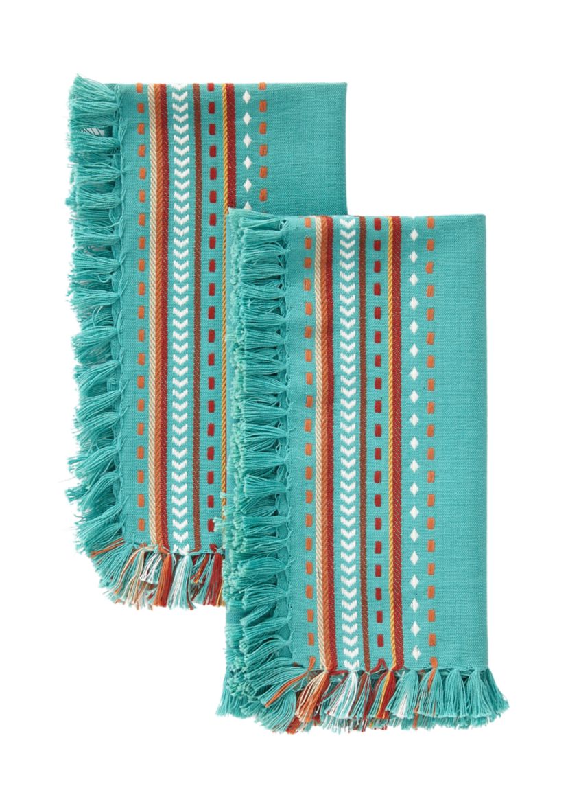 Turquoise Stripe Napkins - Set of 2