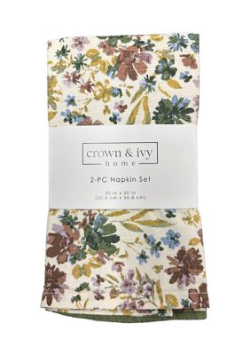 Crown & Ivy Set of 2 Fall Floral Napkins