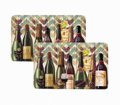 Wine Bottles Anti Fatigue Kitchen Mat Set of 2 Piece, Non-Slip