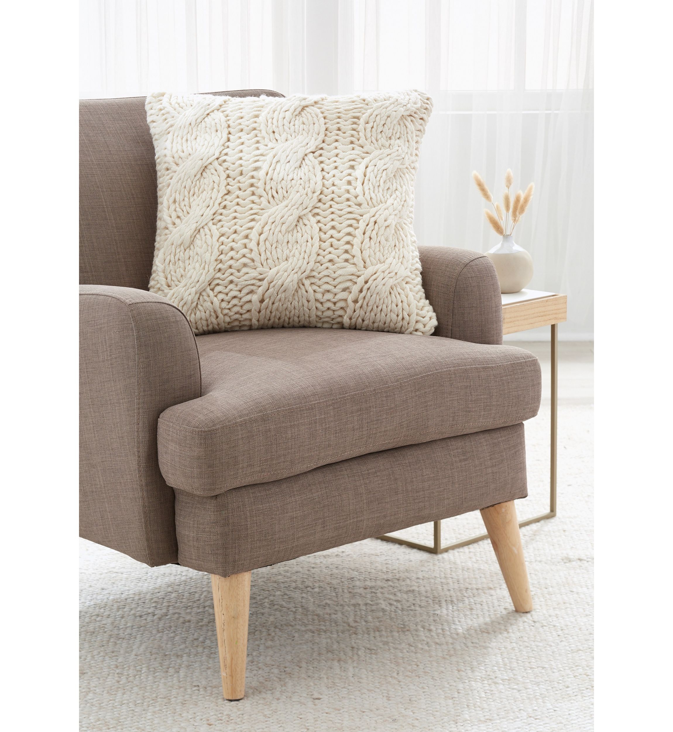 Chunky Knit Triple Cable Throw Pillow