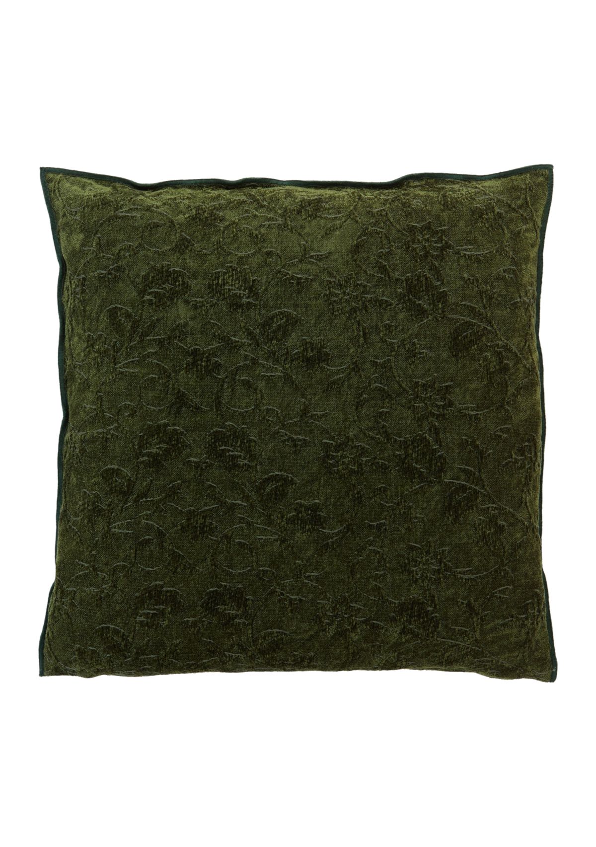 Floral Embroidered Chenille Pillow