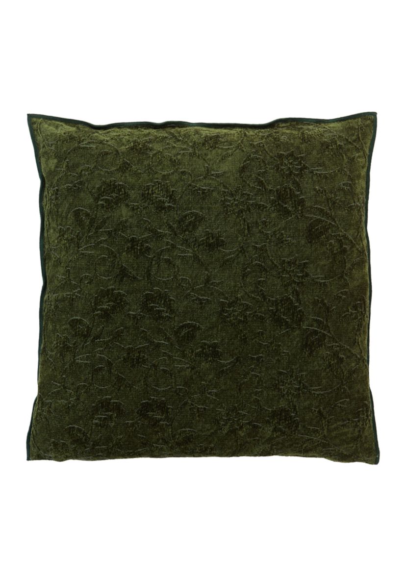 Floral Embroidered Chenille Pillow