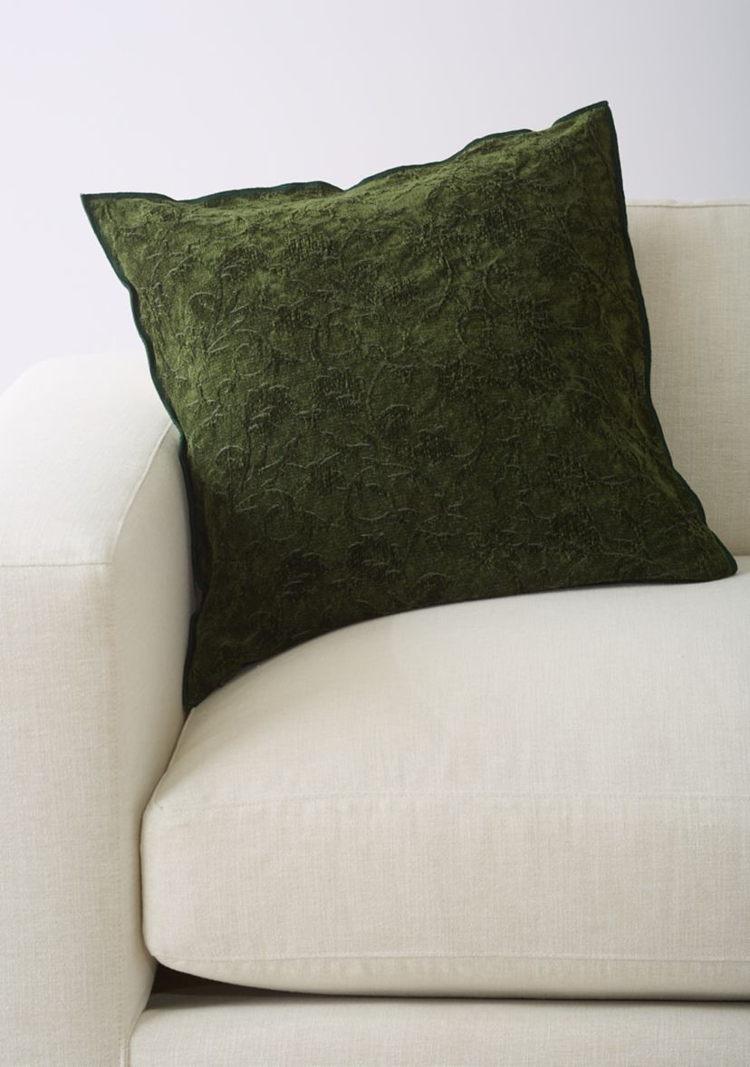 Floral Embroidered Chenille Pillow